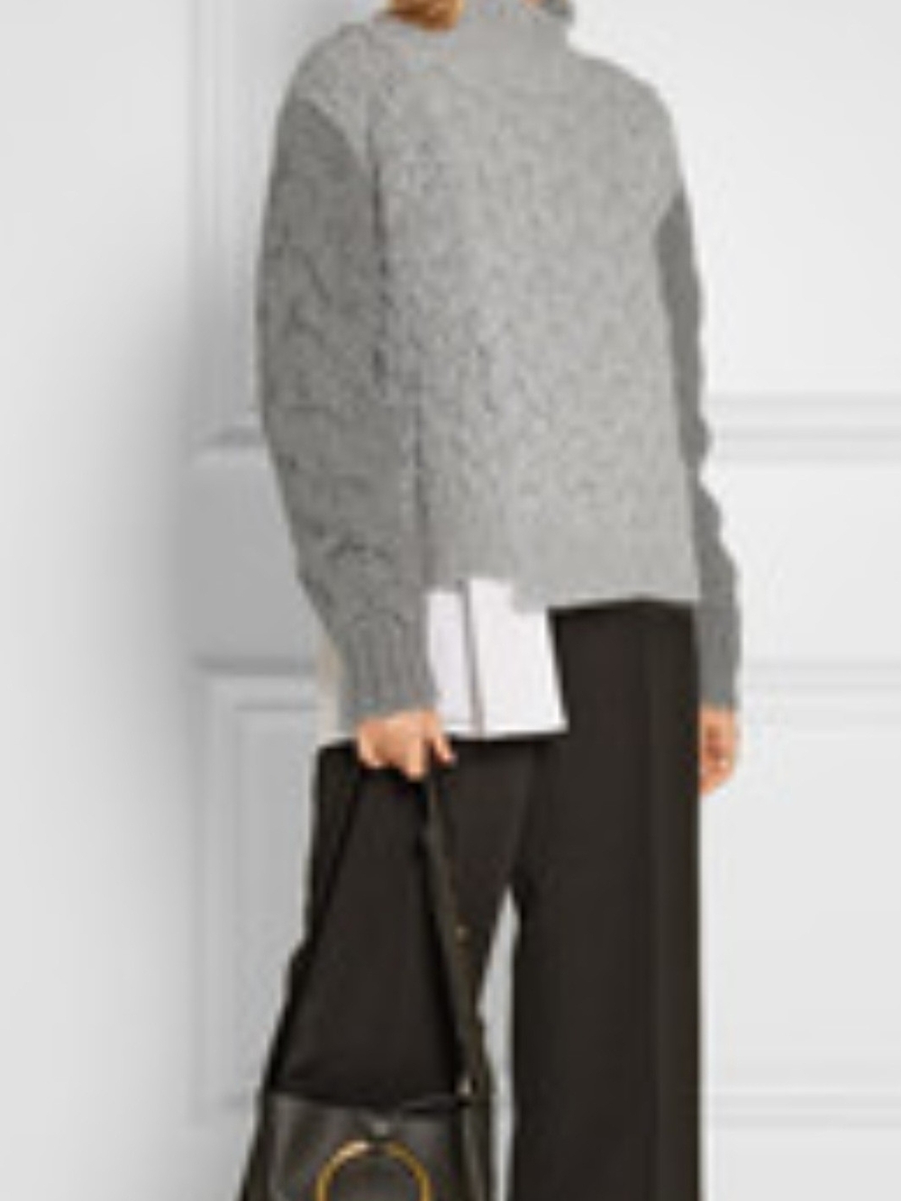 Stella McCartney Mohair/wool Blend Gray Cable-Knit Turtleneck Sweater Size 38
